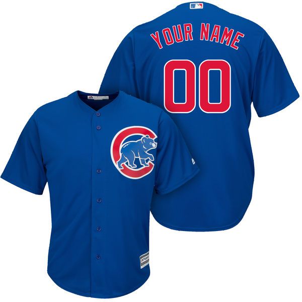 Men Chicago Cubs Majestic Royal Blue Cool Base Custom MLB Jersey